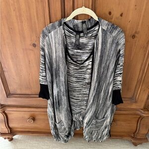 MarlaWynne Black and White Cardigan set Tank & Sweater